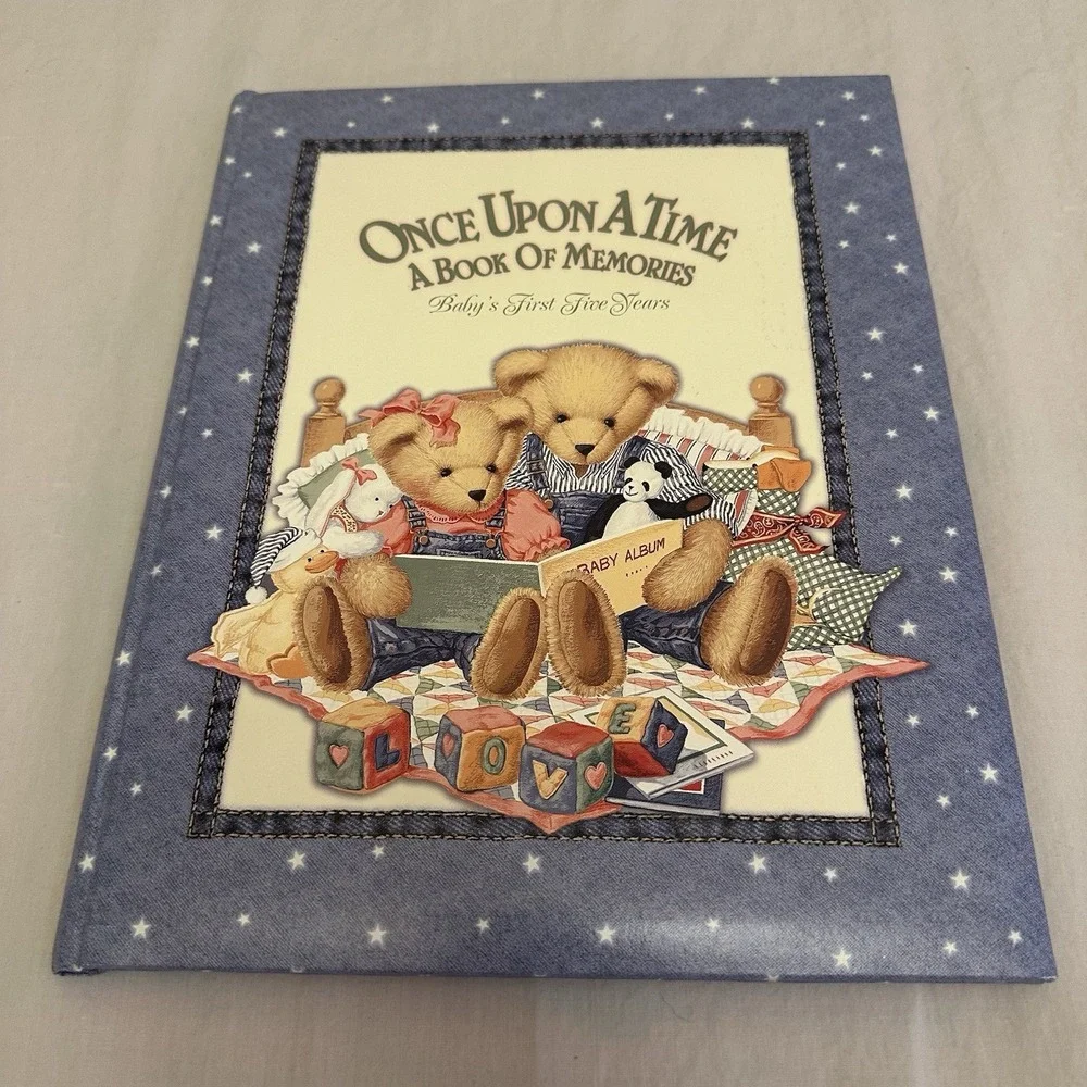 NEW Vintage Sweet Memories Baby's First 5 Years Memory Book Blue Jean Teddy 2001